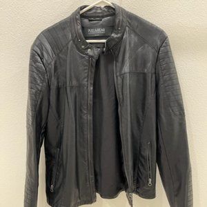 Pull&Bear Biker Jacket With Perforated Detail In Black, Men, Medium (40)